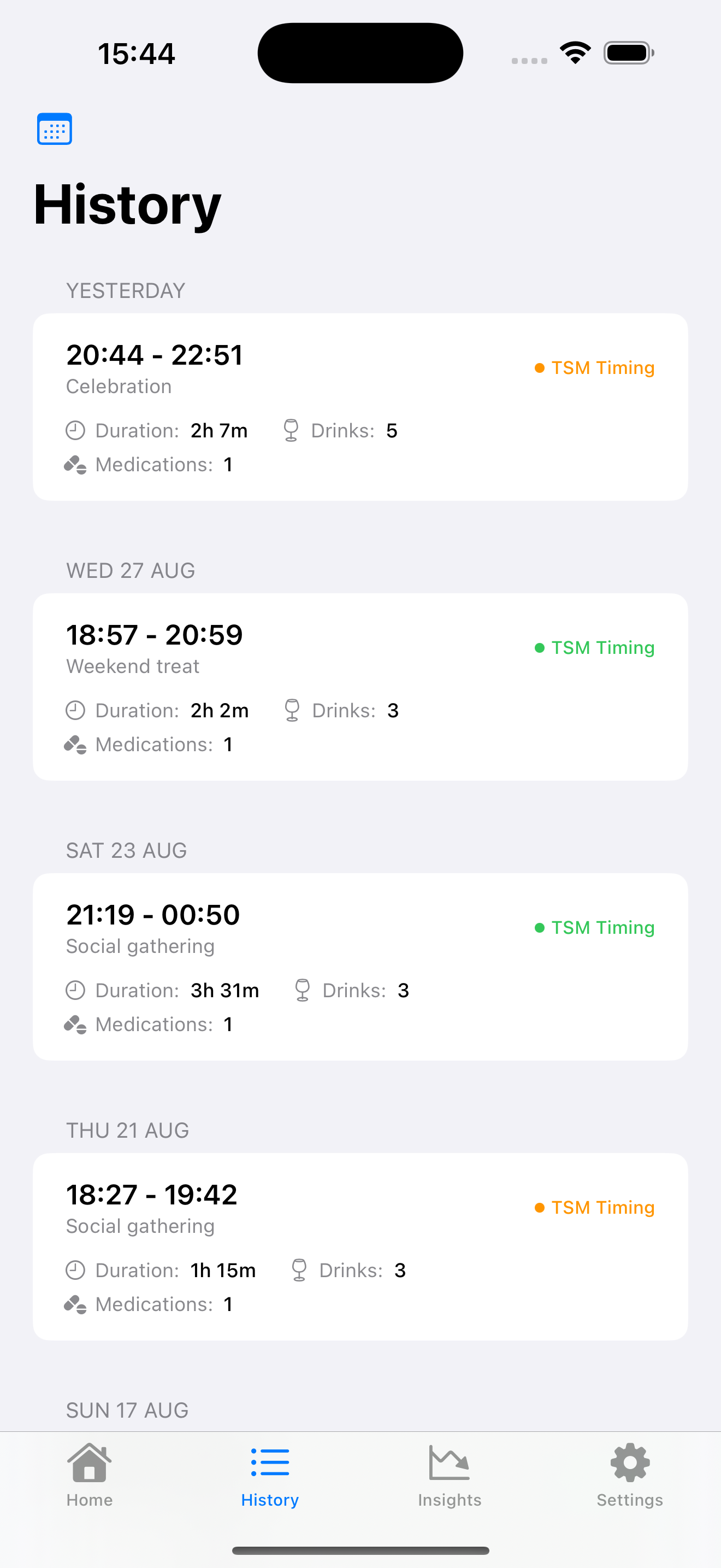 Session history and professional tracking features