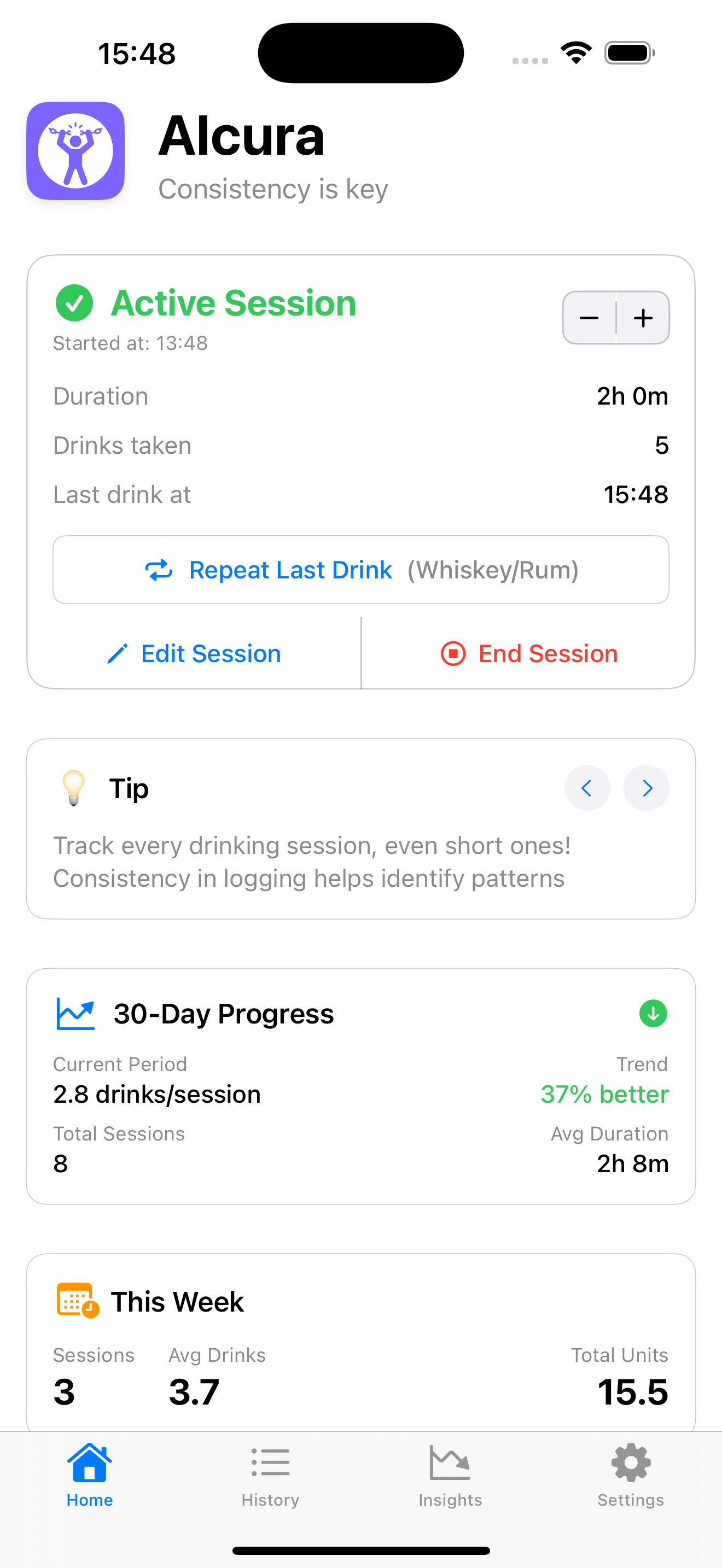 Quick headache logging interface